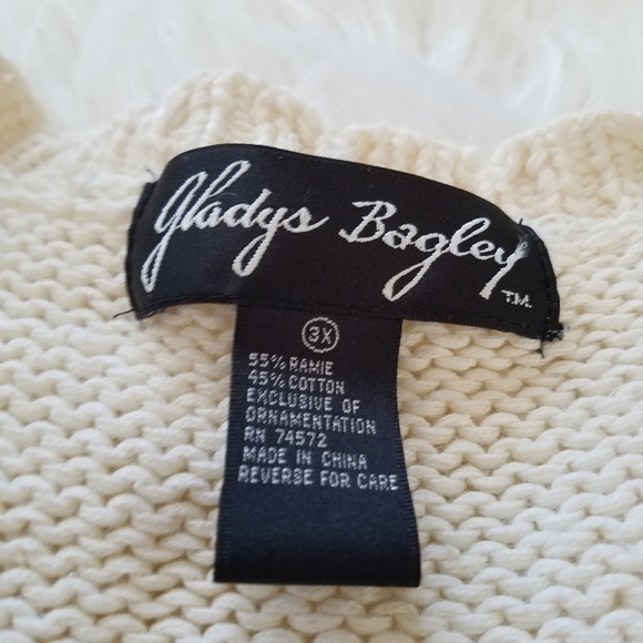 Vtg Gladys Bagley Granny Core Floral Embroidery Button Front Cardigan Sweater - Picture 10 of 12